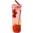 thumbnail image 1 of Fruit Infuser Water Bottle with Straw, Fruit Infuser Water Bottle with Straw, Reusable Water Bottles, LeakProof & Shatter-Proof for Indoor & Outdoor, Pink, 1 of 8