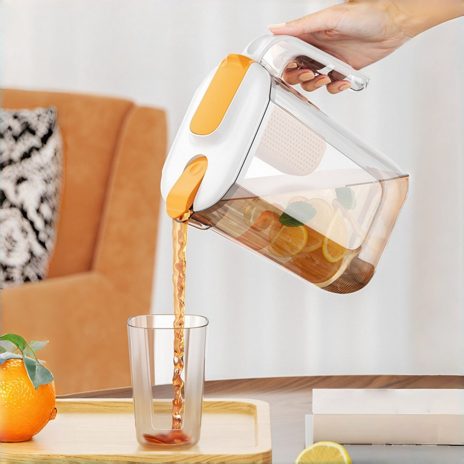 Fruit Infuser Water Pitcher | 2.6L Fridge Door Water Jug with Handle ...