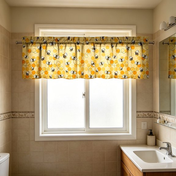 Fruit Jam Jar Buffalo Check Bottom Kitchen Curtain,Short Panel Window Valance for Sink,Breakfast Nook,Home Decor