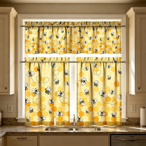 Fruit Jam Jar Buffalo Check Bottom Kitchen Curtain,Short Panel Window ...