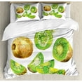 thumbnail image 1 of Fruit King Size Duvet Cover Set, Whole and Sliced Kiwis Watercolor Tropical Food Exotic Vegan Options, Decorative 3 Piece Bedding Set with 2 Pillow Shams, Apple Green and Pale Brown, by Ambesonne, 1 of 3