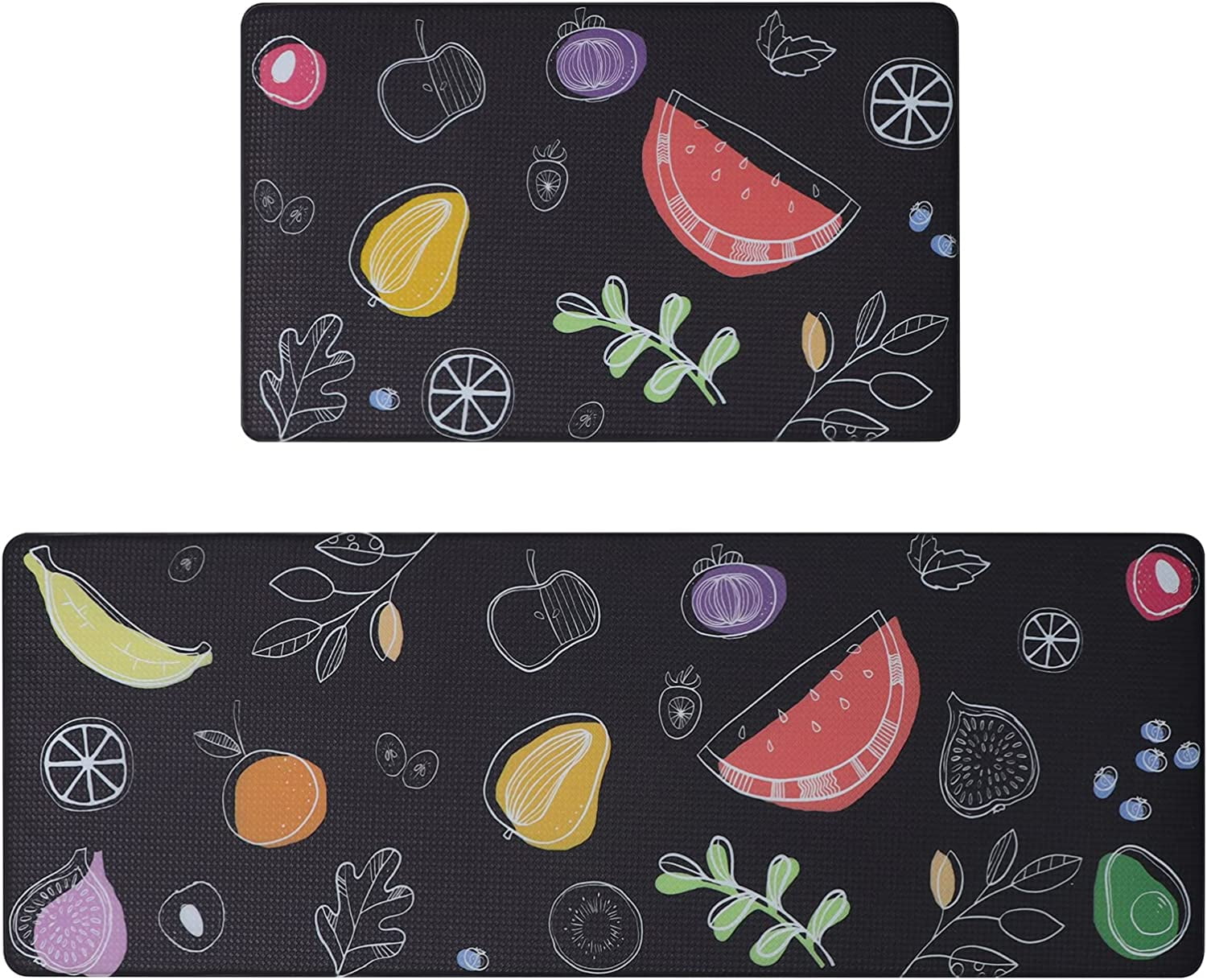 Fruit Kitchen Mat Set of 2, Colorful Kitchen Mats for Floor, Cushioned