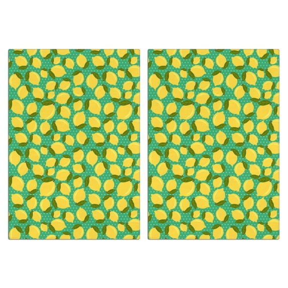 Fruit Kitchen Towels Set of 2, Lemon Print Dish Towels 18x26, Absorbent Soft Cotton Tea Towels for Summer Kitchen Decoration