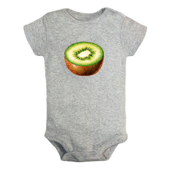 Fruit Kiwi Image Print Rompers For Babies, Newborn Baby Unisex Bodysuits, Infant Jumpsuits, Toddler 0-24 Months Kids One-Piece Oufits (Gray, 0-6 Months)