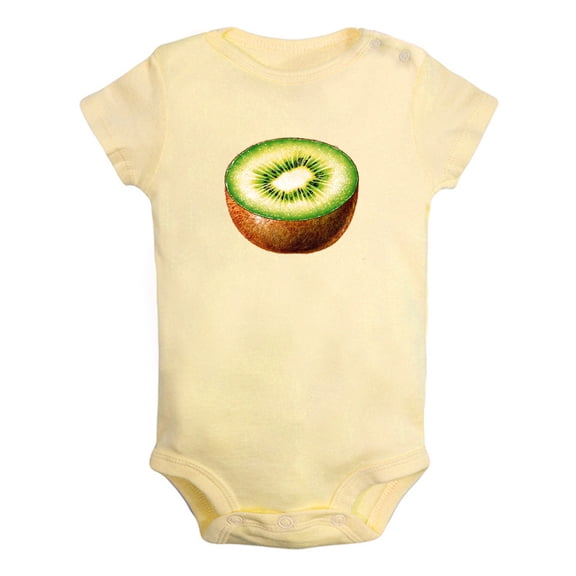 Fruit Kiwi Image Print Rompers For Babies, Newborn Baby Unisex Bodysuits, Infant Jumpsuits, Toddler 0-24 Months Kids One-Piece Oufits (Yellow, 18-24 Months)