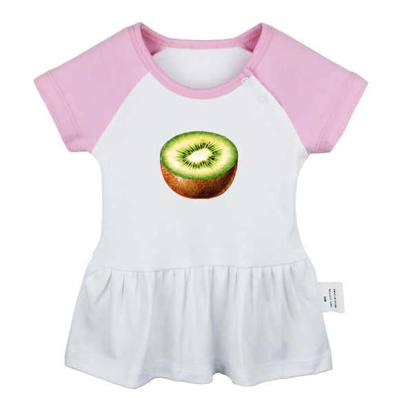 Fruit Kiwi Pattern Dresses For Baby, Newborn Babies Skirts, Infant Princess Dress, 0-24M Kids Graphic Clothes (Pink Raglan Dresses, 0-6 Months)