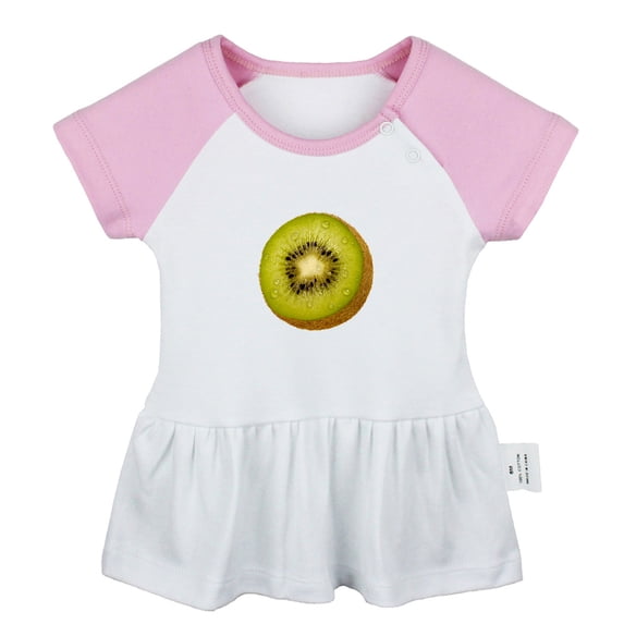 Fruit Kiwi Pattern Dresses For Baby, Newborn Babies Skirts, Infant Princess Dress, 0-24M Kids Graphic Clothes (Pink Raglan Dresses, 12-18 Months)