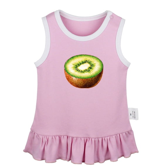 Fruit Kiwi Pattern Dresses For Baby, Newborn Babies Skirts, Infant Princess Dress, 0-24M Kids Graphic Clothes (Pink Sleeveless Dresses, 0-6 Months)