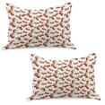 thumbnail image 1 of Fruit Knitted Quilt Pillowcover Set of 2, Cherry Design Fresh Berry Fruit Summer Green Garden Macro Digital Print, Standard Queen Pillow Sham Bedroom, 30" x 20", White Vermilion Green, by Ambesonne, 1 of 1