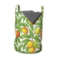 thumbnail image 1 of Fruit Laundry Bag, Ripe Mango Silhouettes on Leafy Branches Botanical Pattern, Hamper Basket with Handles Drawstring Closure for Laundromats, 13" x 19", Green Vermilion, by Ambesonne, 1 of 4