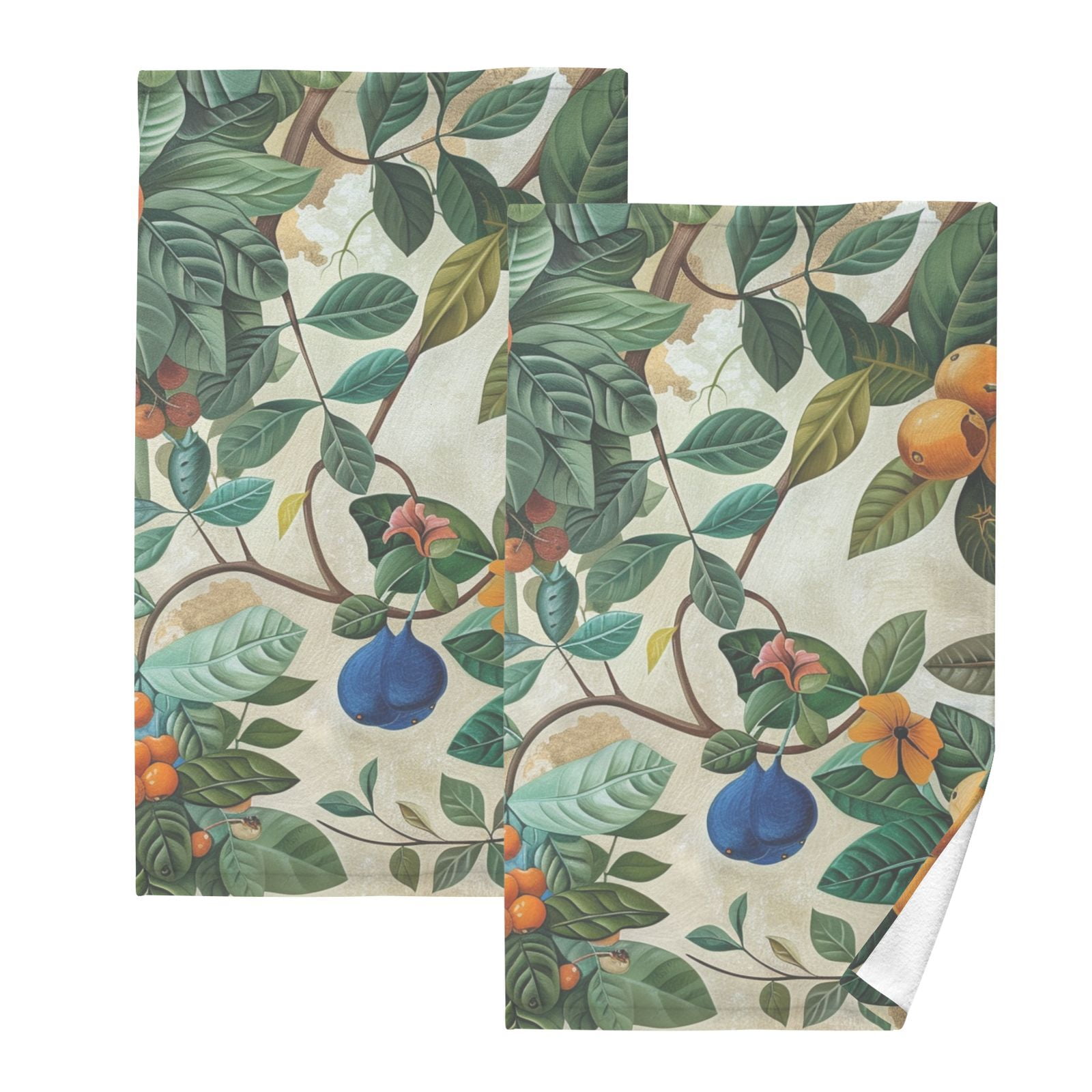 Fruit Leaves Hand Towels Cotton Bath Towels Large Face Towels Absorbent for Bathroom 2 Packs