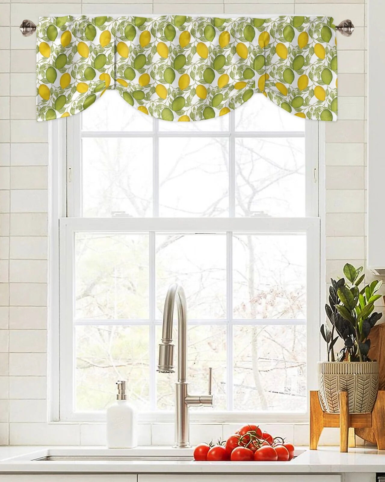 Fruit Lemon Flower Window Curtain Living Room Kitchen Tieup