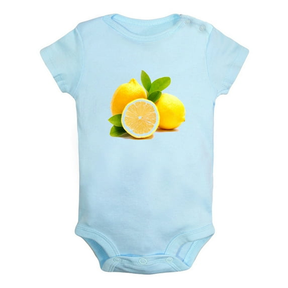 Fruit Lemon Image Print Rompers For Babies, Newborn Baby Unisex Bodysuits, Infant Jumpsuits, Toddler 0-24 Months Kids One-Piece Oufits (Blue, 0-6 Months)