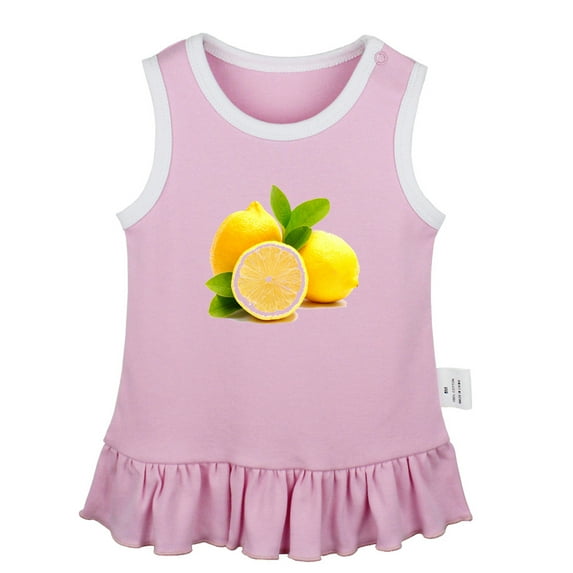 Fruit Lemon Pattern Dresses For Baby, Newborn Babies Skirts, Infant Princess Dress, 0-24M Kids Graphic Clothes (Pink Sleeveless Dresses, 18-24 Months)