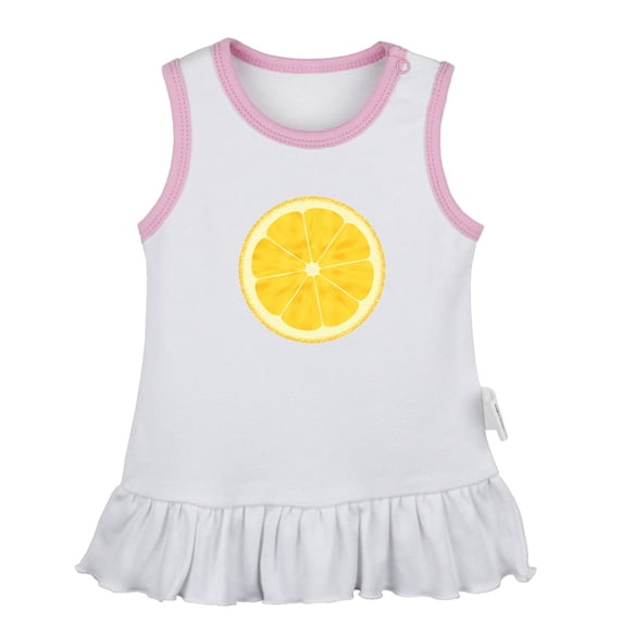 Fruit Lemon Pattern Dresses For Baby, Newborn Babies Skirts, Infant Princess Dress, 0-24M Kids Graphic Clothes (White Sleeveless Dresses, 18-24 Months)