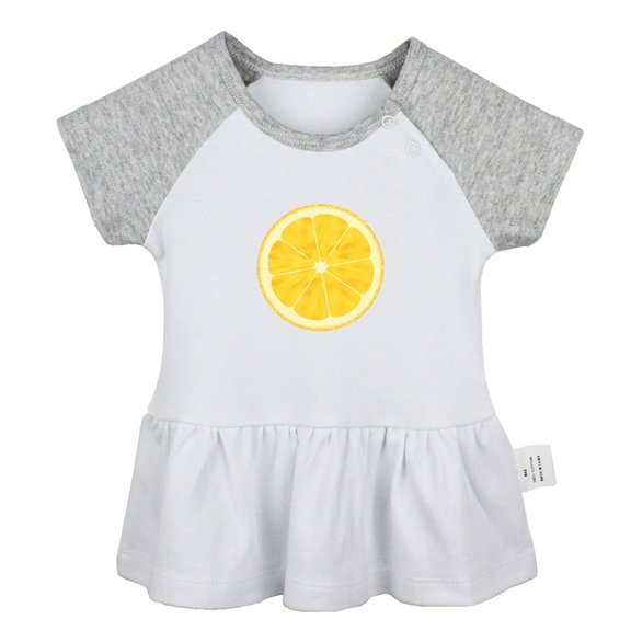 Fruit Lemon Pattern Dresses For Baby, Newborn Babies Skirts, Infant Princess Dress, 0-24M Kids Graphic Clothes (Gray Raglan Dresses, 0-6 Months)