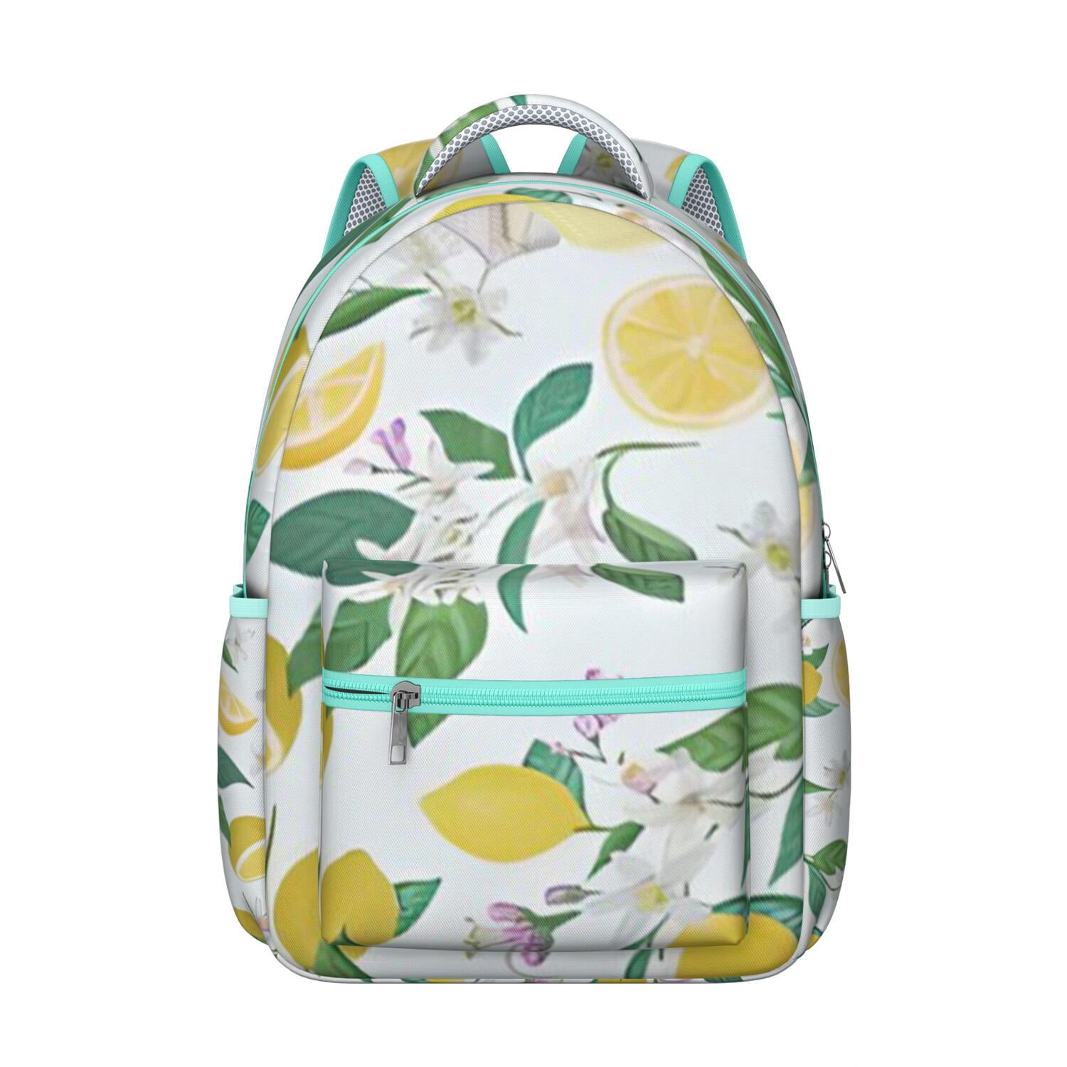 Fruit Lemon Print School Backpack - Waterproof & Breathable, Designed for Spinal Support, Ideal for Daily Use by College Students & Commuters
