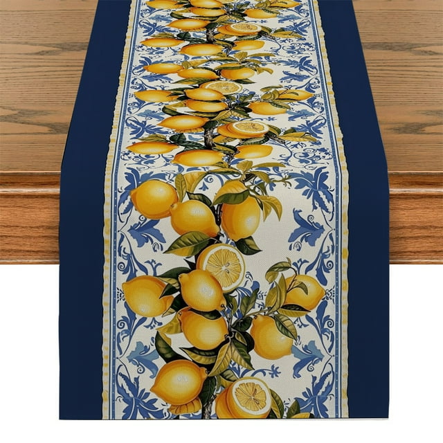 Fruit Lemon Table Runner Dresser r for Kitchen Holiday Party Table