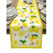 Fruit Lemon Yellow Pastoral Style Linen Table Runner Kitchen Table Decoration Farmhouse Dining Table Cloth Wedding Party Decor