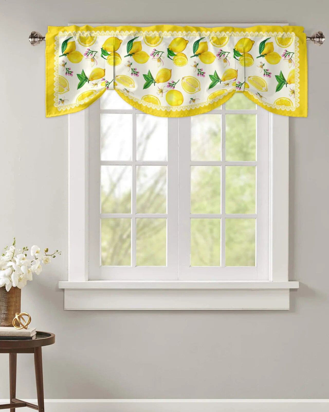 Fruit Lemon Yellow Pastoral Style Window Valance Curtain Kitchen Cafe