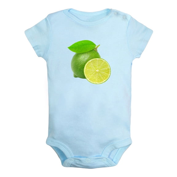 Fruit Lime Image Print Rompers For Babies, Newborn Baby Unisex Bodysuits, Infant Jumpsuits, Toddler 0-24 Months Kids One-Piece Oufits (Blue, 12-18 Months)