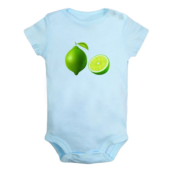 Fruit Lime Image Print Rompers For Babies, Newborn Baby Unisex Bodysuits, Infant Jumpsuits, Toddler 0-24 Months Kids One-Piece Oufits (Blue, 6-12 Months)