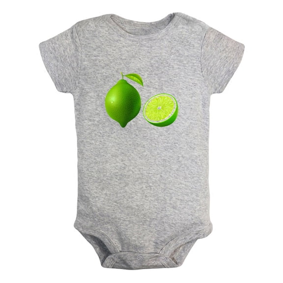Fruit Lime Image Print Rompers For Babies, Newborn Baby Unisex Bodysuits, Infant Jumpsuits, Toddler 0-24 Months Kids One-Piece Oufits (Gray, 12-18 Months)
