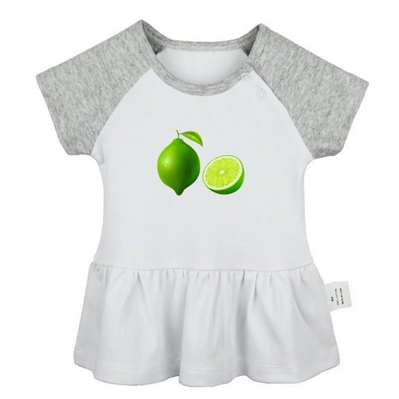 Fruit Lime Pattern Dresses For Baby, Newborn Babies Skirts, Infant Princess Dress, 0-24M Kids Graphic Clothes (Gray Raglan Dresses, 12-18 Months)