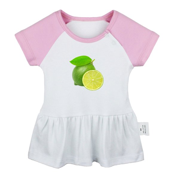 Fruit Lime Pattern Dresses For Baby, Newborn Babies Skirts, Infant Princess Dress, 0-24M Kids Graphic Clothes (Pink Raglan Dresses, 12-18 Months)