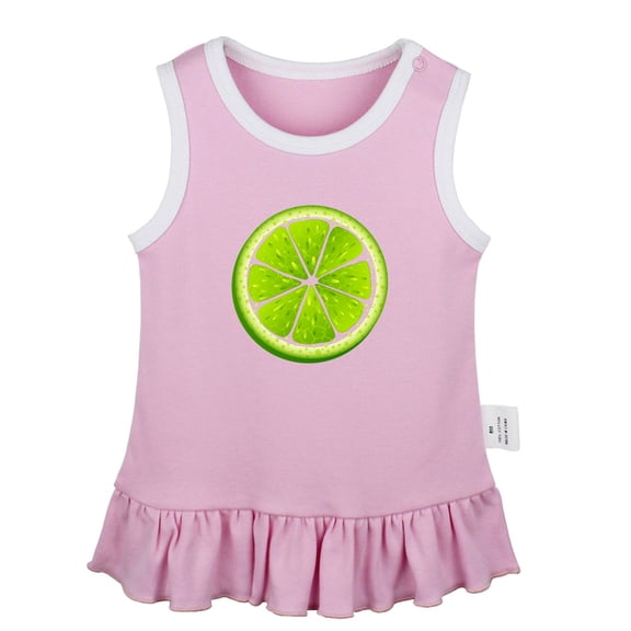 Fruit Lime Pattern Dresses For Baby, Newborn Babies Skirts, Infant Princess Dress, 0-24M Kids Graphic Clothes (Pink Sleeveless Dresses, 0-6 Months)