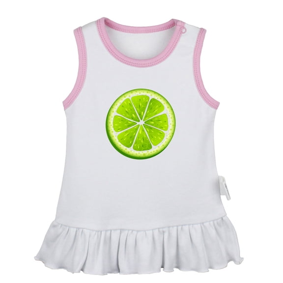 Fruit Lime Pattern Dresses For Baby, Newborn Babies Skirts, Infant Princess Dress, 0-24M Kids Graphic Clothes (White Sleeveless Dresses, 12-18 Months)