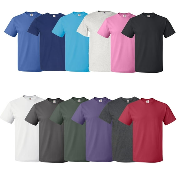 Fruit of the Loom- HD Cotton Short Sleeve T-Shirt for Men | 5 oz, Men's Casual Crew Neck Tee, Multi-Color Assorted Tees, Mixed Color Bulk- 12 Pack T, S-5XL T-Shirts | Size 3X-Large