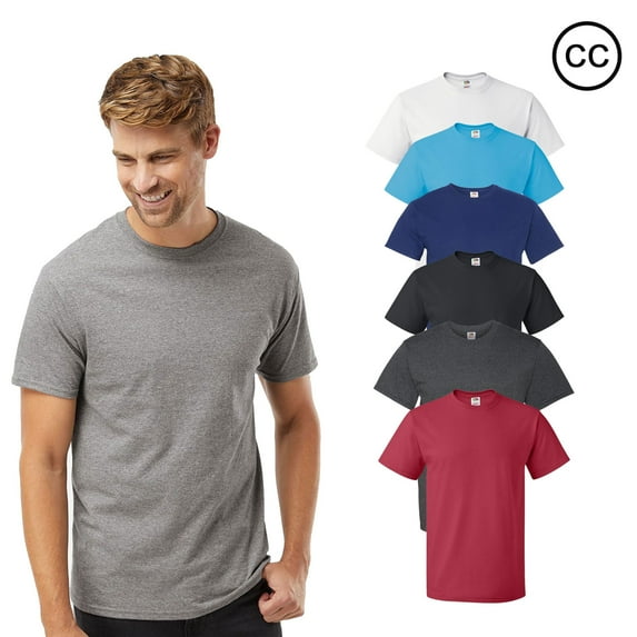 Fruit of the Loom- HD Cotton Short Sleeve T-Shirt for Men | 5 oz, Men's Casual Crew Neck Tee, Multi-Color Assorted Tees, Mixed Color Bulk- 6 Pack T-Shirts | Size 5X-Large