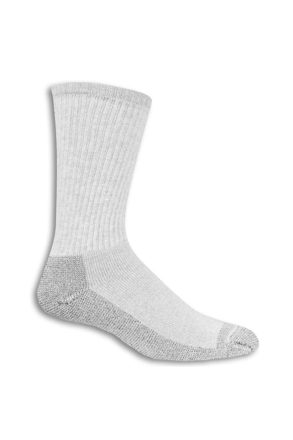 Men's 24-Pack Heavy Duty Work Gear Crew Socks: Grey, (Shoe Size: 6-12 Sock Size: 10-13) (Responds to Body Temperature, Fully Cushioned Sole, Odor Control, Reinforced Heel & Toe)