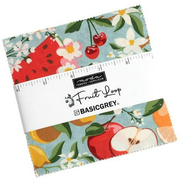Fruit Loop Charm Pack by BasicGrey ; 42 - 5" Precut Fabric Quilt Squares