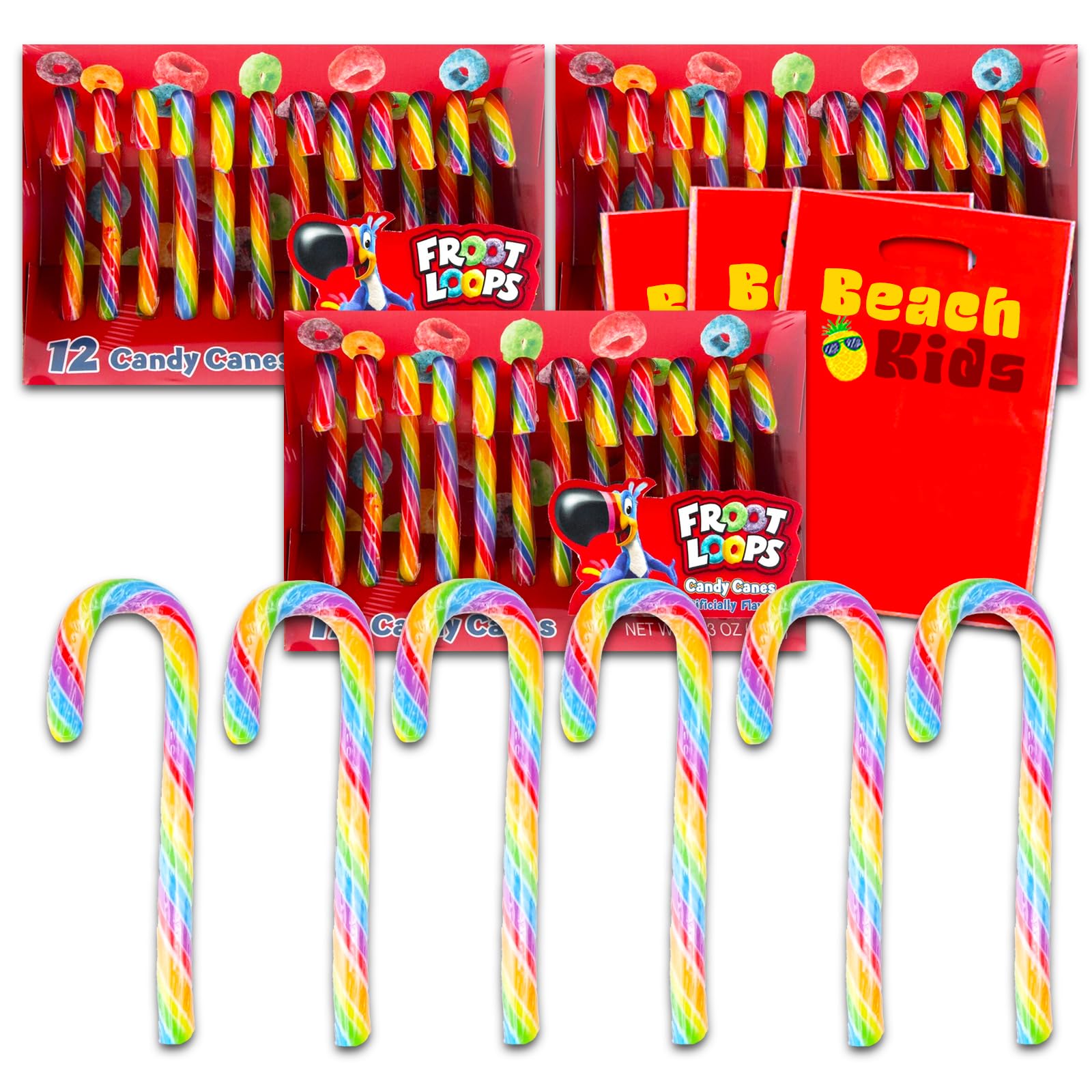 Fruit Loops Candy Canes Bulk Set Flavored Candy Canes Bundle with 36