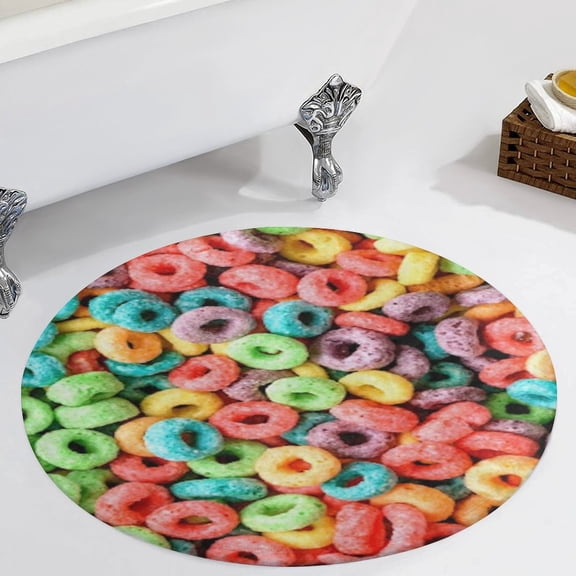 Fruit Loops Round Carpet Circle Rug Outdoor Patio Area Rug Washable Large Area Rugs Hallway Room Decor Fitness Mats