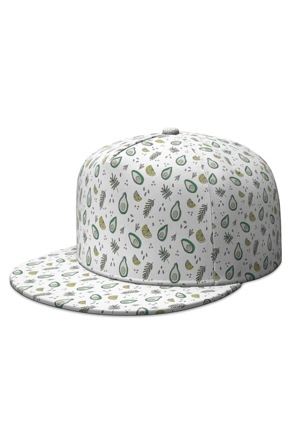 Fruit Lover Cap - Adorable Avocado Print Adjustable Snapback, Cute Fresh Summer Design