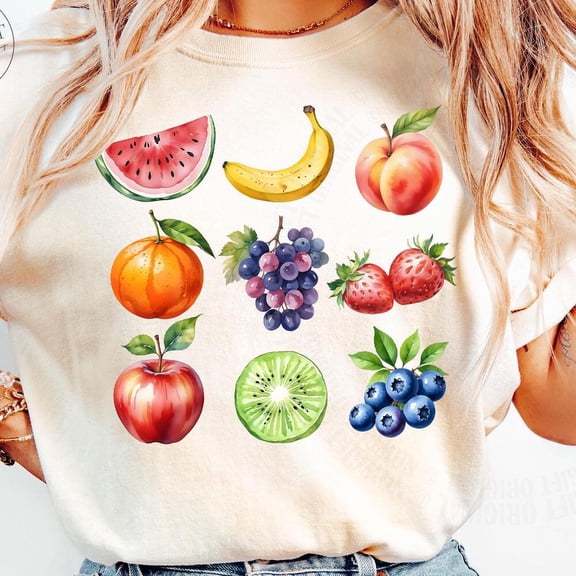 Fruit Lovers Cute Shirt, Nature Food Shirt, Foodie Gift, Fruit Watercolor Shirt, Berries Shirt, Apple Banana Strawberry Shirt,Fruit Fan Gift