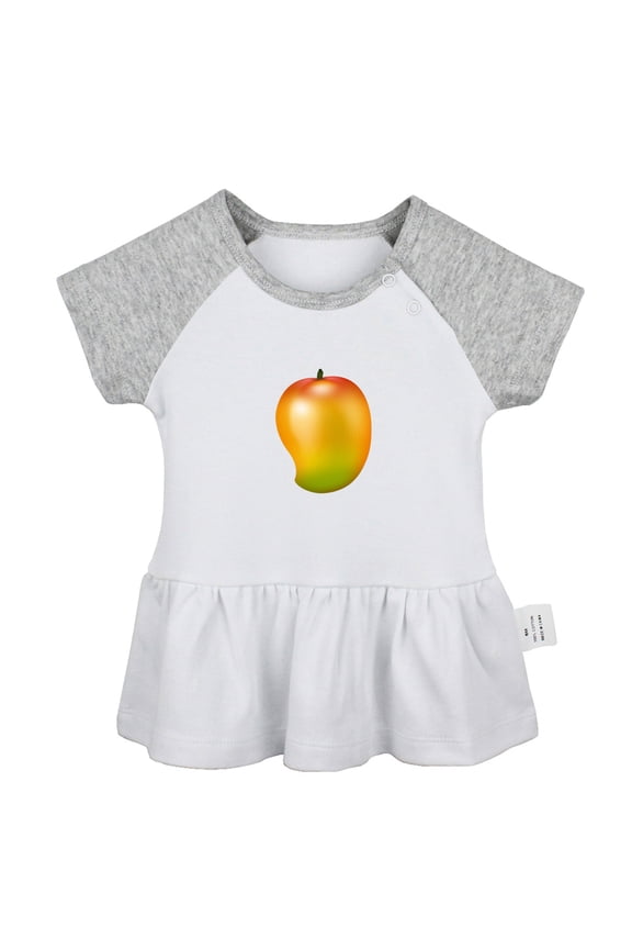 Fruit Mango Pattern Dresses For Baby, Newborn Babies Skirts, Infant Princess Dress, 0-24M Kids Graphic Clothes (Gray Raglan Dresses, 0-6 Months)