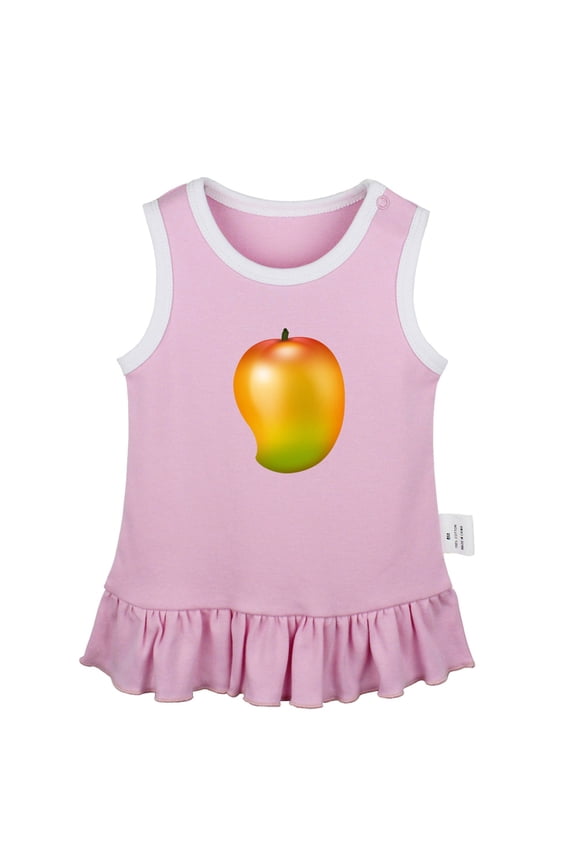 Fruit Mango Pattern Dresses For Baby, Newborn Babies Skirts, Infant Princess Dress, 0-24M Kids Graphic Clothes (Pink Sleeveless Dresses, 6-12 Months)