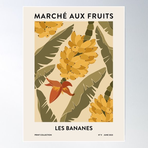 Fruit Market - Bananas Poster Wall Art, Modern Wall Decor For Living Room Bedroom, 8x12 UNFRAMED