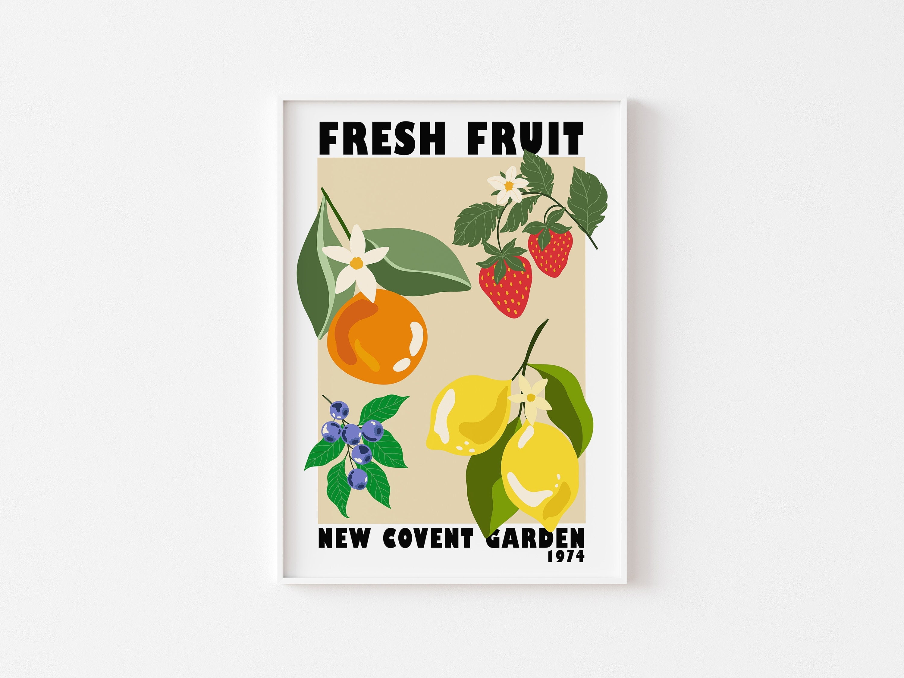 Fruit Market New Covent Garden Print - Colourful Retro Art, Groovy ...