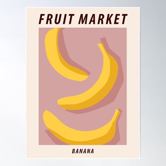 Fruit Market Print, Banana, Posters Aesthetic, Cottagecore Decor, Exhibition Poster, Tropical, Food Art Poster Wall Art, Modern Wall Decor For Living Room Bedroom, 12x18 UNFRAMED