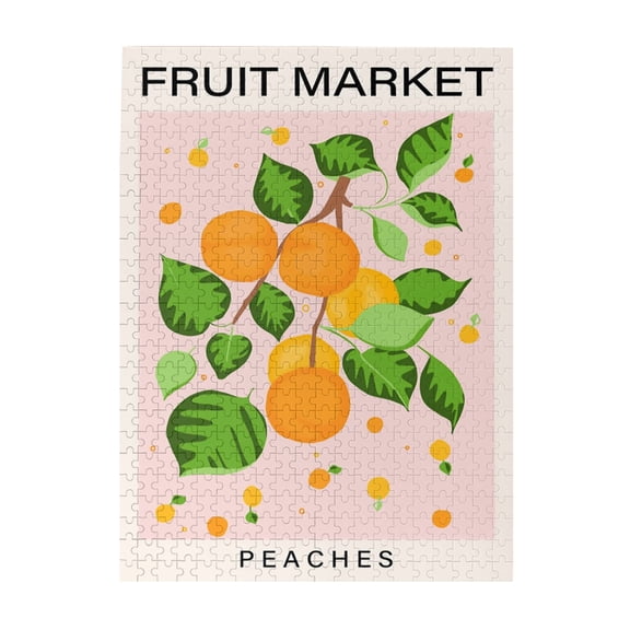 Fruit Market Print, Peaches Fruit Print, Kitchen Art Print, Typography Art, Food Print, Home Decor,Jigsaw Puzzle 500 Puzzle Pieces,Puzzle Enthusiasts