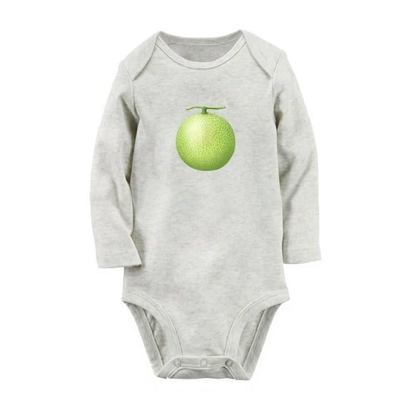 Fruit Melon Image Print Cute Rompers, Newborn Baby Unisex Bodysuits, Infant Jumpsuits, Toddler 0-12 Months Kids Long Sleeves Oufits (Gray, 0-6 Months)