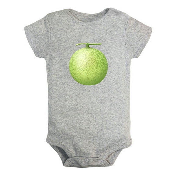 Fruit Melon Image Print Rompers For Babies, Newborn Baby Unisex Bodysuits, Infant Jumpsuits, Toddler 0-24 Months Kids One-Piece Oufits (Gray, 0-6 Months)
