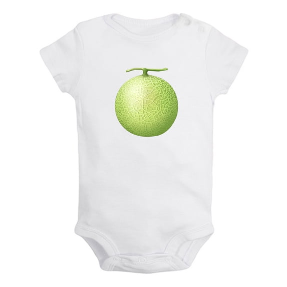 Fruit Melon Image Print Rompers For Babies, Newborn Baby Unisex Bodysuits, Infant Jumpsuits, Toddler 0-24 Months Kids One-Piece Oufits (White, 18-24 Months)
