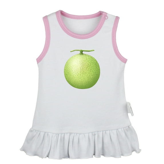 Fruit Melon Pattern Dresses For Baby, Newborn Babies Skirts, Infant Princess Dress, 0-24M Kids Graphic Clothes (White Sleeveless Dresses, 0-6 Months)
