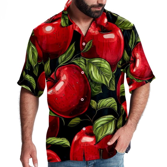Fruit Men's Casual Hawaiian Button Down Short Sleeve Summer Beach Printed Shirt